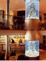 Restaurant aquarium display over two floors